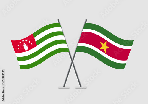 Abkhazia and Suriname vector flags drawing for intercultural theme