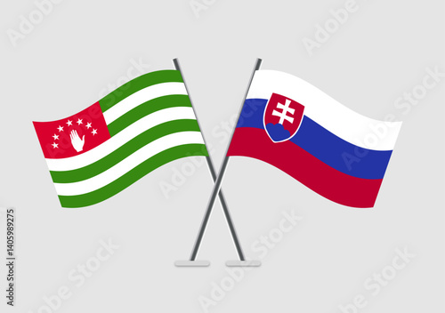 Abkhazia and Slovakia vector flags in polished cross-flag design