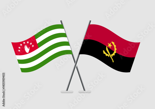 Abkhazia and Angola vector flags image with clean minimal layout