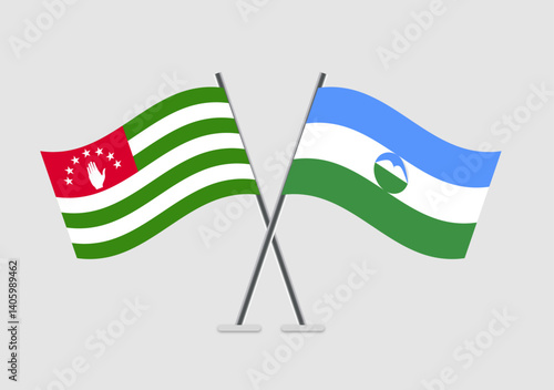 Abkhazia and Kabardino-Balkaria vector flags crossed for cultural themes