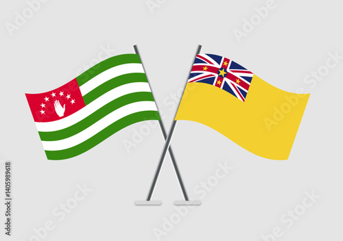 Abkhazia and Niue vector flags in unity-inspired positioning