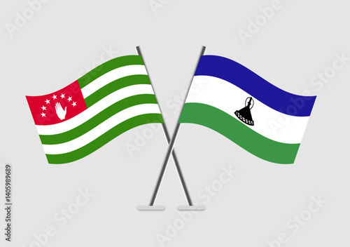Abkhazia and Lesotho vector flags used for international decor