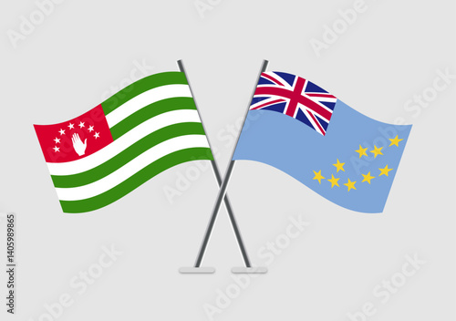 Abkhazia and Tuvalu vector flags artwork with calm symbolism