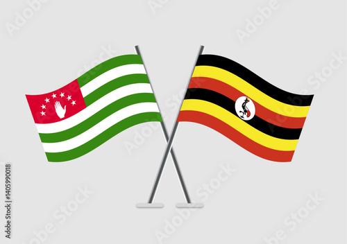 Abkhazia and Uganda vector flags ideal for global relations visuals