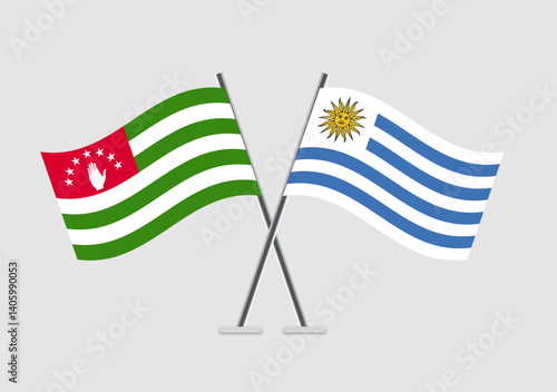 Abkhazia and Uruguay vector flags drawn for intercultural exchange