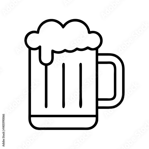 Vector line art illustration of a beer mug with foam perfect for menu design and pub branding