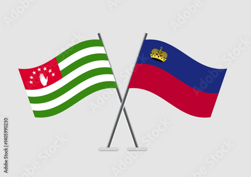 Abkhazia and Liechtenstein vector flags in patriotic flat graphic style