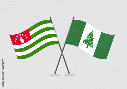 Abkhazia and Norfolk Island vector flags graphic illustration for concept art