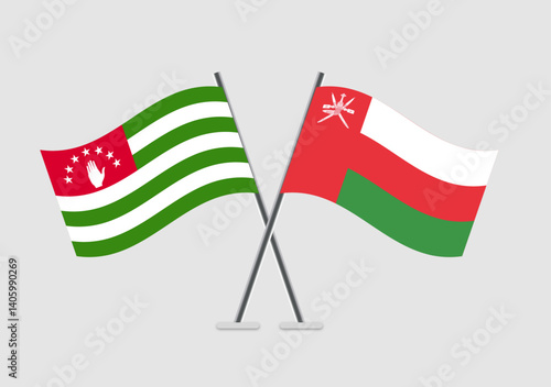 Abkhazia and Oman vector flags drawn with clarity and elegance