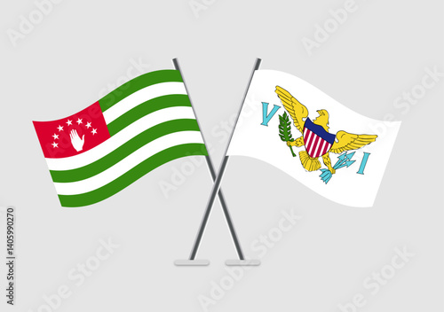 Abkhazia and Virgin islands US vector flags in peaceful meeting illustration
