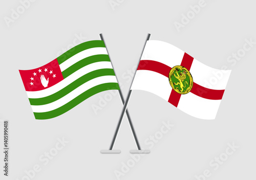 Abkhazia and Alderney vector flags in symmetrical crossed layout