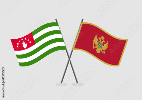 Abkhazia and Montenegro vector flags in flat print-friendly format