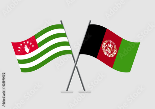 Abkhazia and Afghanistan vector flags in minimal crossed composition