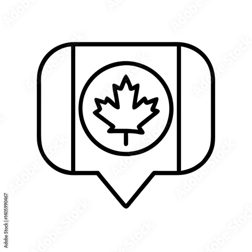 Canada flag icon maple leaf in speech bubble vector illustration for canadian symbol design element