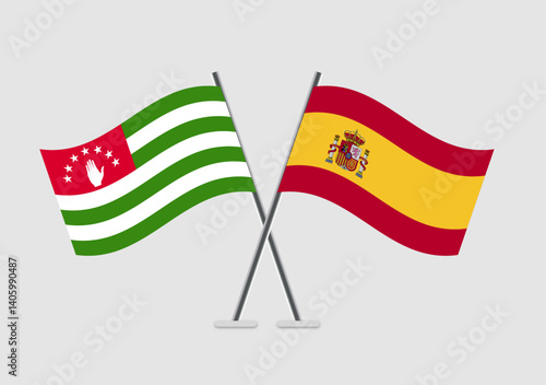 Abkhazia and Spain vector flags showing agreement and unity