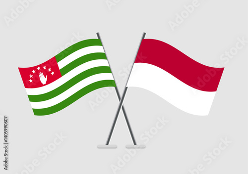 Abkhazia and Indonesia vector flags art symbolizing unity