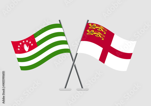Abkhazia and Sark vector flags in illustrative national pose