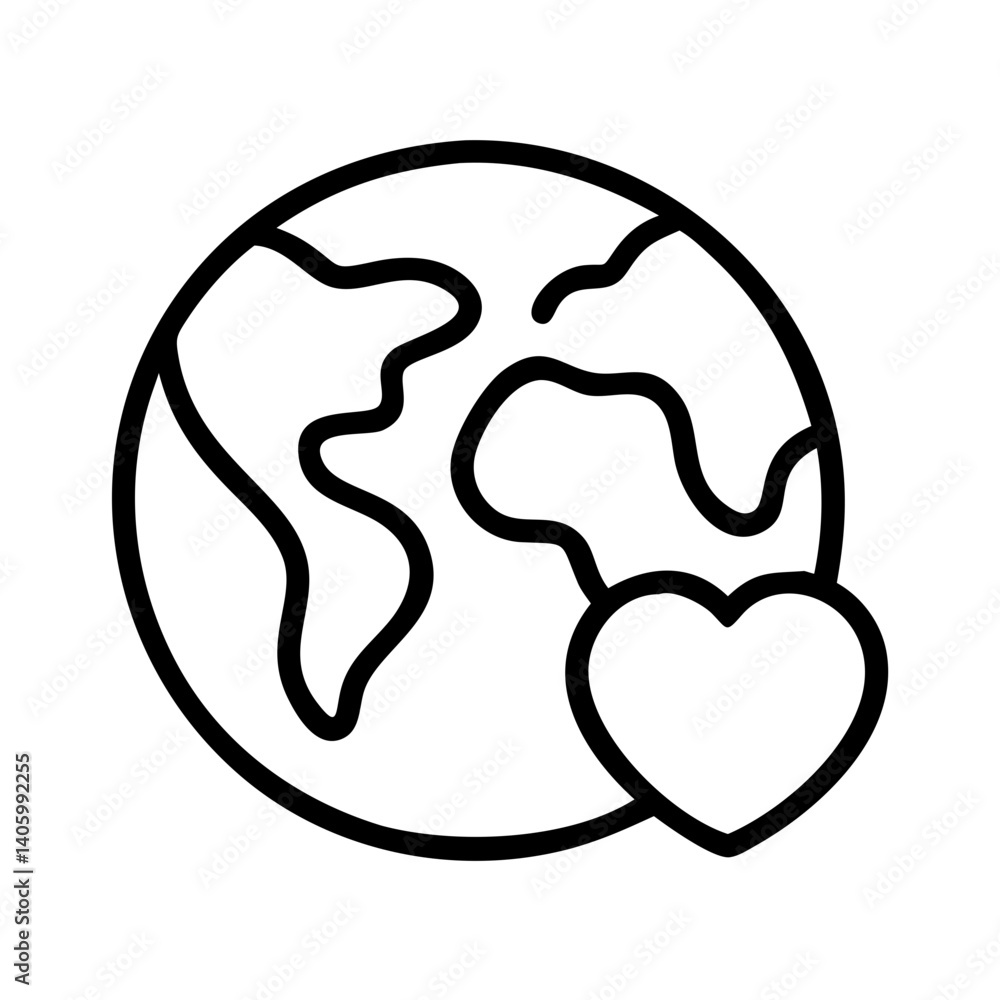 Earth day vector illustration of world globe with heart shape for environment and love concept Earth day vector illustration of world globe with heart shape for environment and love concept