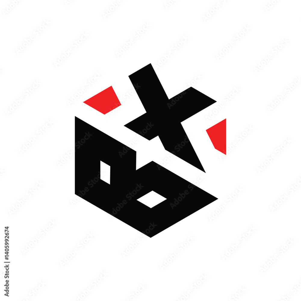 Obraz premium Initial BX Logo Polygon Shape Letter logo Design white background