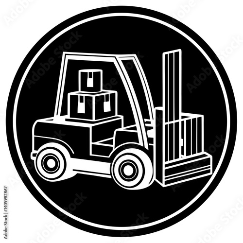 forklift truck icon  Vector icon illustration silhouette Graphics design image white background 