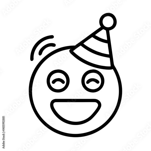 Happy birthday emoji icon vector illustration party celebration smiley face with hat graphic design