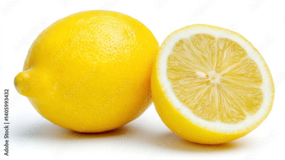Lemon and Slice Isolated on White Background Lemon and Slice Isolated on White Background