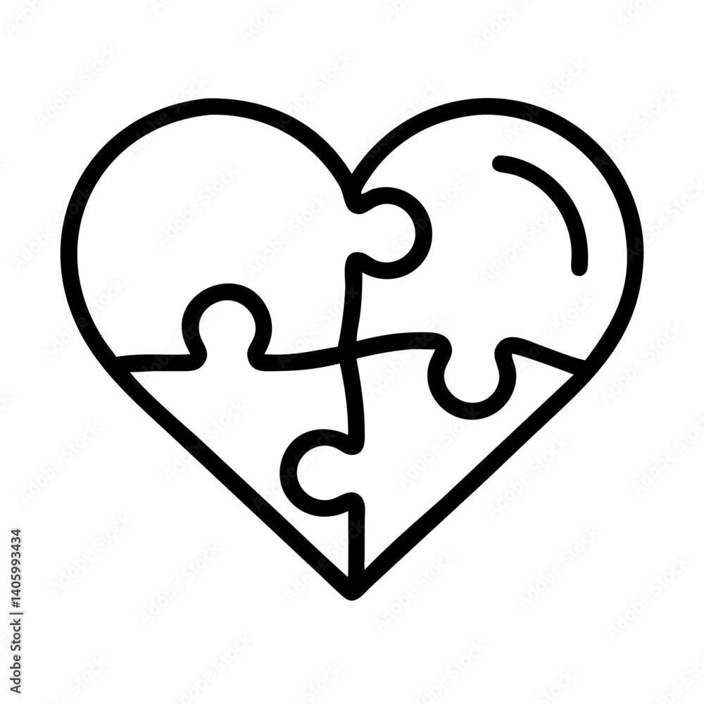 Heart puzzle pieces vector illustration for love connection and relationship concepts design Heart puzzle pieces vector illustration for love connection and relationship concepts design
