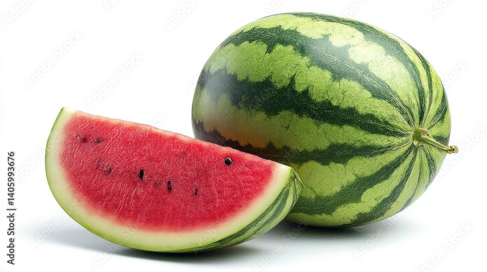 Watermelon with a Slice on White Background, Food Photography Watermelon with a Slice on White Background, Food Photography