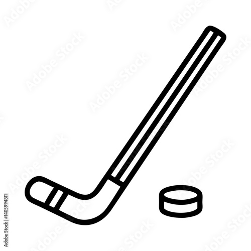 Hockey stick and puck vector illustration for ice hockey equipment and sports gear design needs