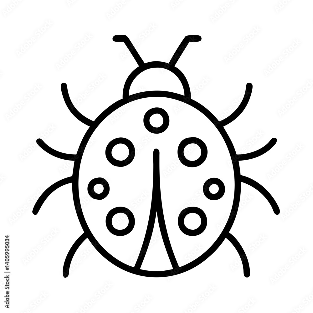 Ladybug insect vector drawing illustration outline, cute bug icon, nature garden animal art design Ladybug insect vector drawing illustration outline, cute bug icon, nature garden animal art design