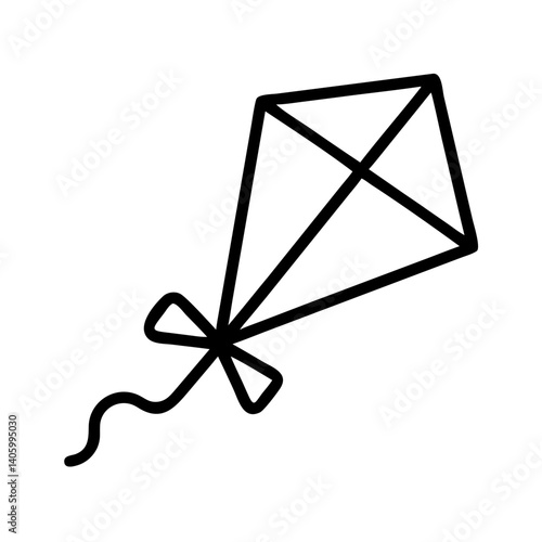 Outline kite illustration for summer activity and outdoor games vector graphic design element art