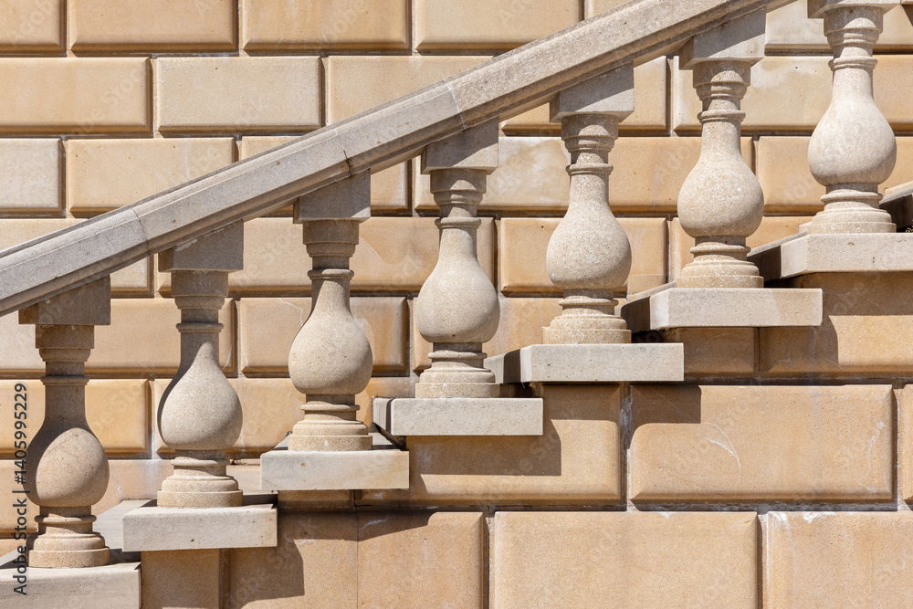 Stone staircase with a beautifully designed balustrade