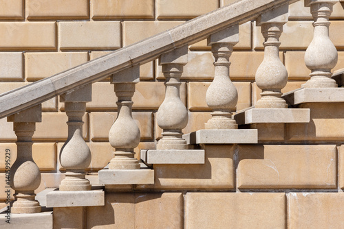 Obraz na płótnie Stone staircase with a beautifully designed balustrade w salonie