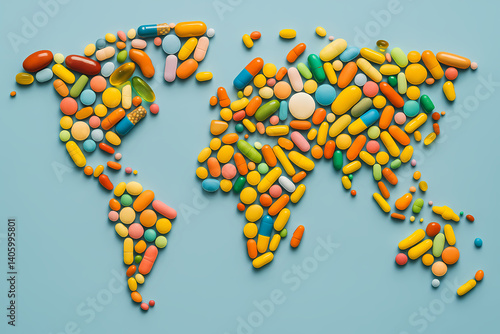 Global pharma map design
A colorful illustration of the global pharmaceutical industry reaching all corners of the earth.
All kinds of colorful pills, tablets, capsules, and nutritional supplements