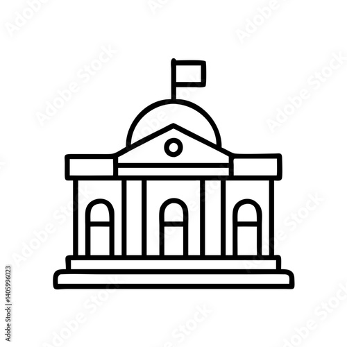 Government building courthouse line art vector illustration for architecture design and history icon