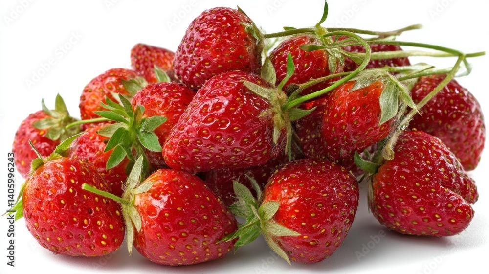 Pile of Fresh Strawberries on White Background Ready to Eat Pile of Fresh Strawberries on White Background Ready to Eat