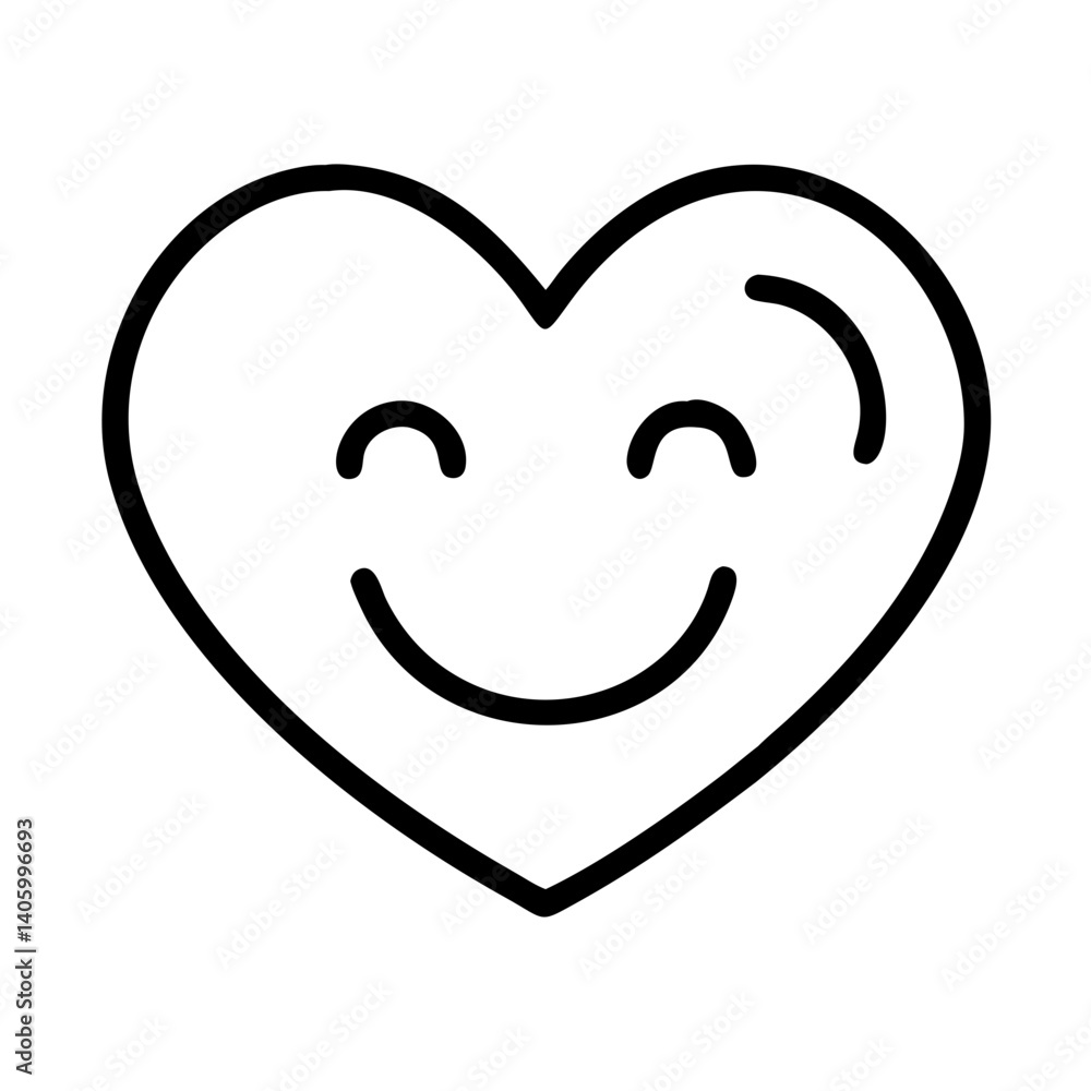 Happy heart vector illustration, heart with smiley face drawing, love and happiness graphic design Happy heart vector illustration, heart with smiley face drawing, love and happiness graphic design