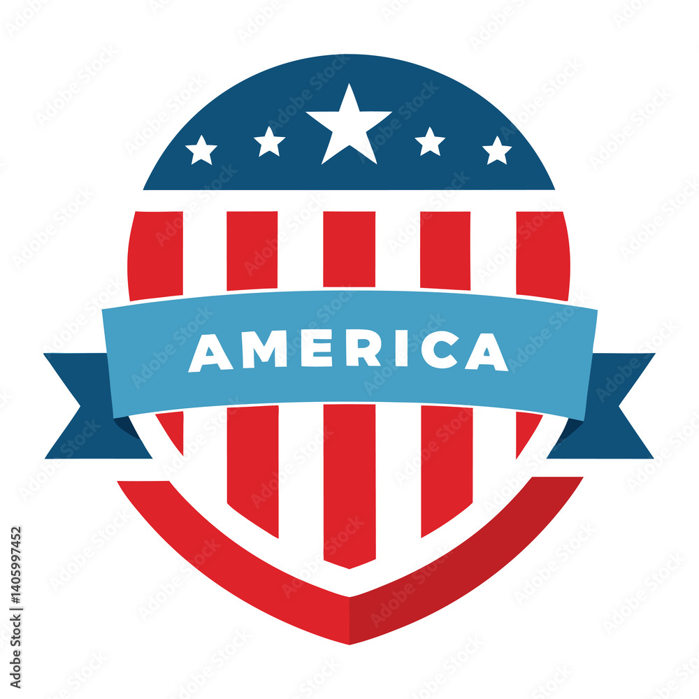 American Style Circular Shield with Stars vector illustration on white background American Style Circular Shield with Stars vector illustration on white background