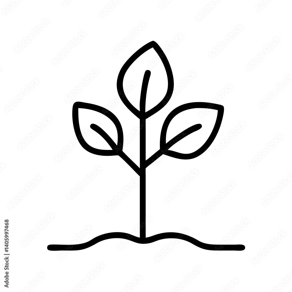 Outline seedling plant growing in soil vector illustration for growth and nature concepts design Outline seedling plant growing in soil vector illustration for growth and nature concepts design