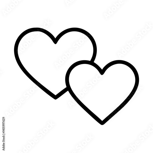 Two hearts outline vector graphic for love valentine's day wedding and romance design projects and art