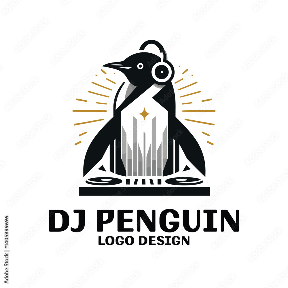 Obraz premium DJ Penguin Vector Logo Design
