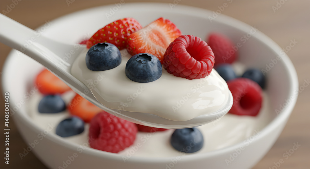 Yogurt delight with fresh berries, showcasing a healthy breakfast option Yogurt delight with fresh berries, showcasing a healthy breakfast option