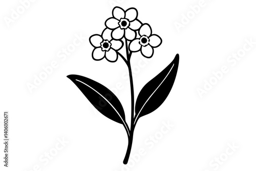 Forget Me Not Flower Silhouette Drawing