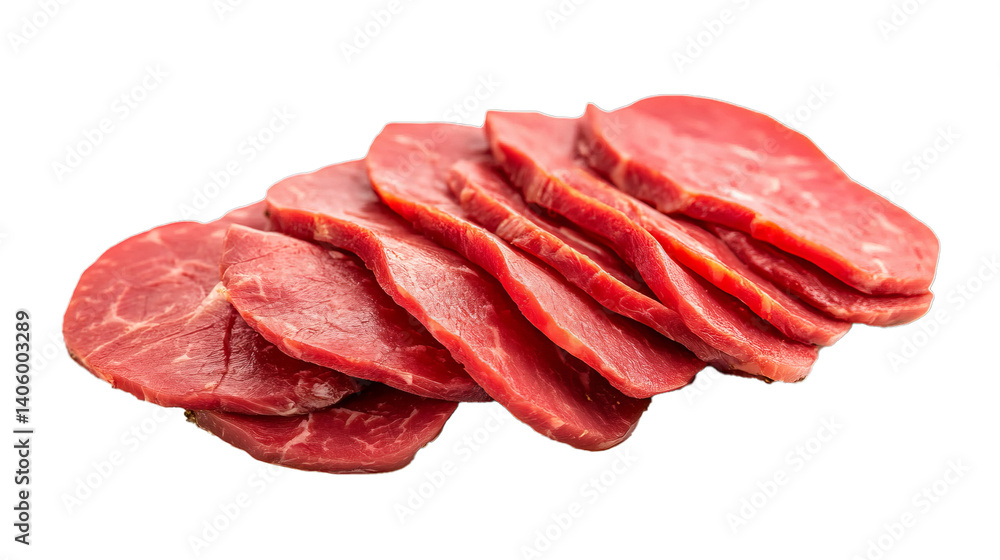 Roast beef slices whıte background