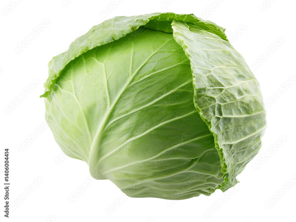 Fototapeta premium Fresh green cabbage isolated on transparent background