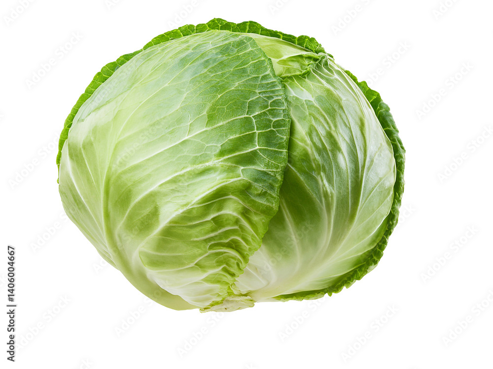 Fototapeta premium Fresh green cabbage isolated on transparent background