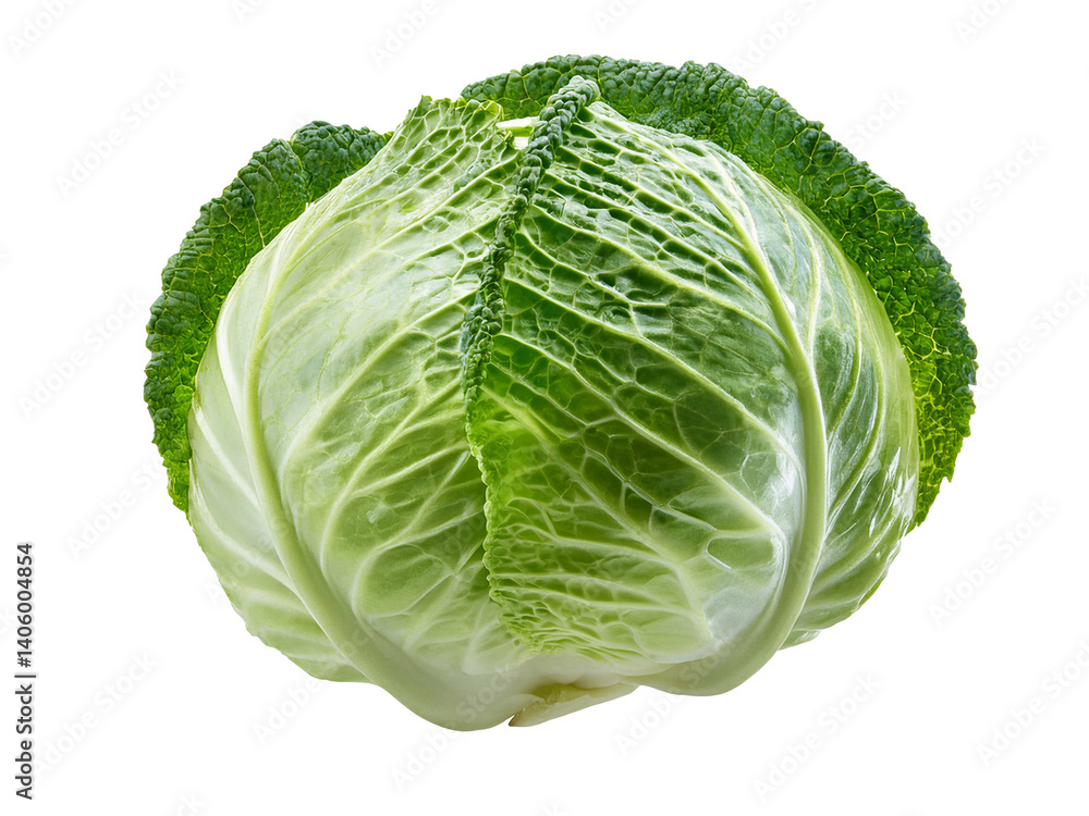 Fototapeta premium Fresh green cabbage isolated on transparent background