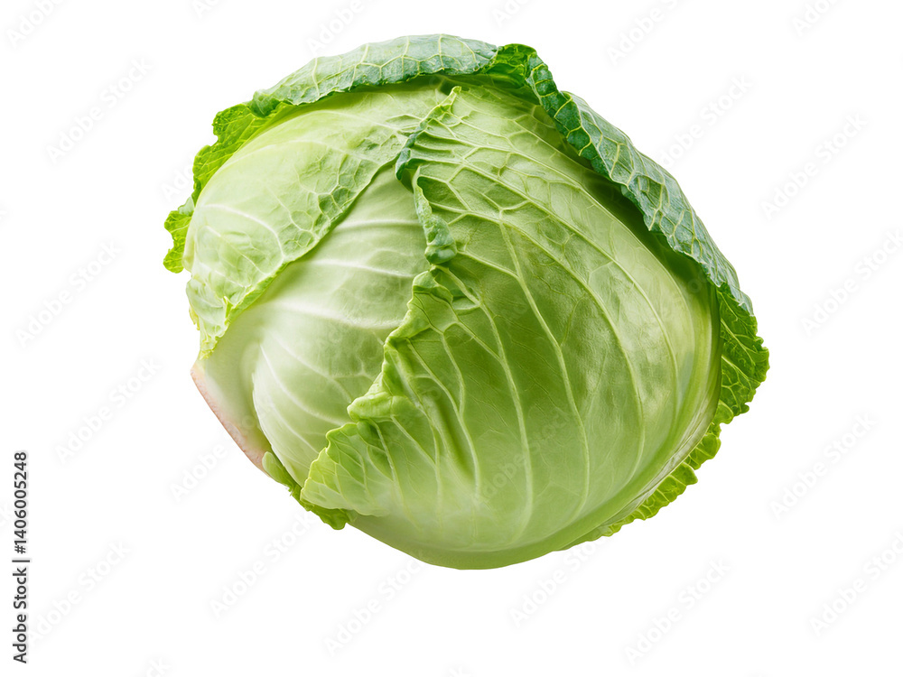 Fototapeta premium Fresh green cabbage isolated on transparent background