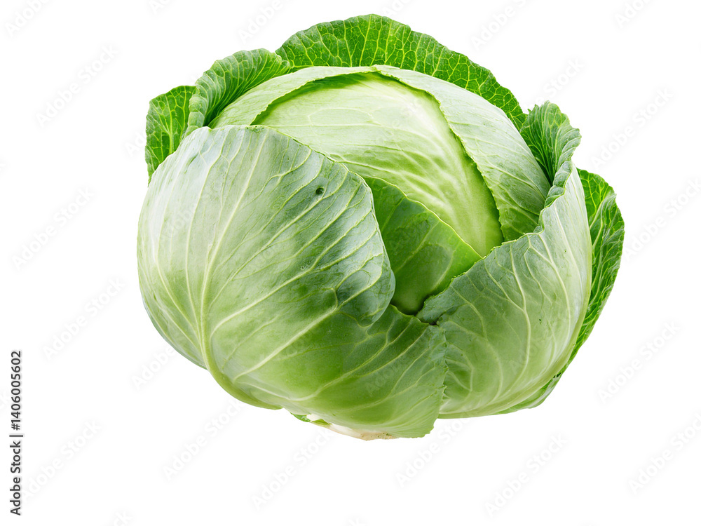 Obraz premium Fresh green cabbage isolated on transparent background