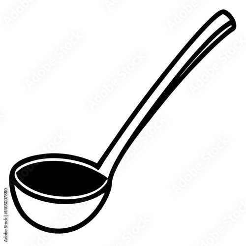 "Digital ladle vector for menus & kitchen tools, perfect for restaurant graphics and print."